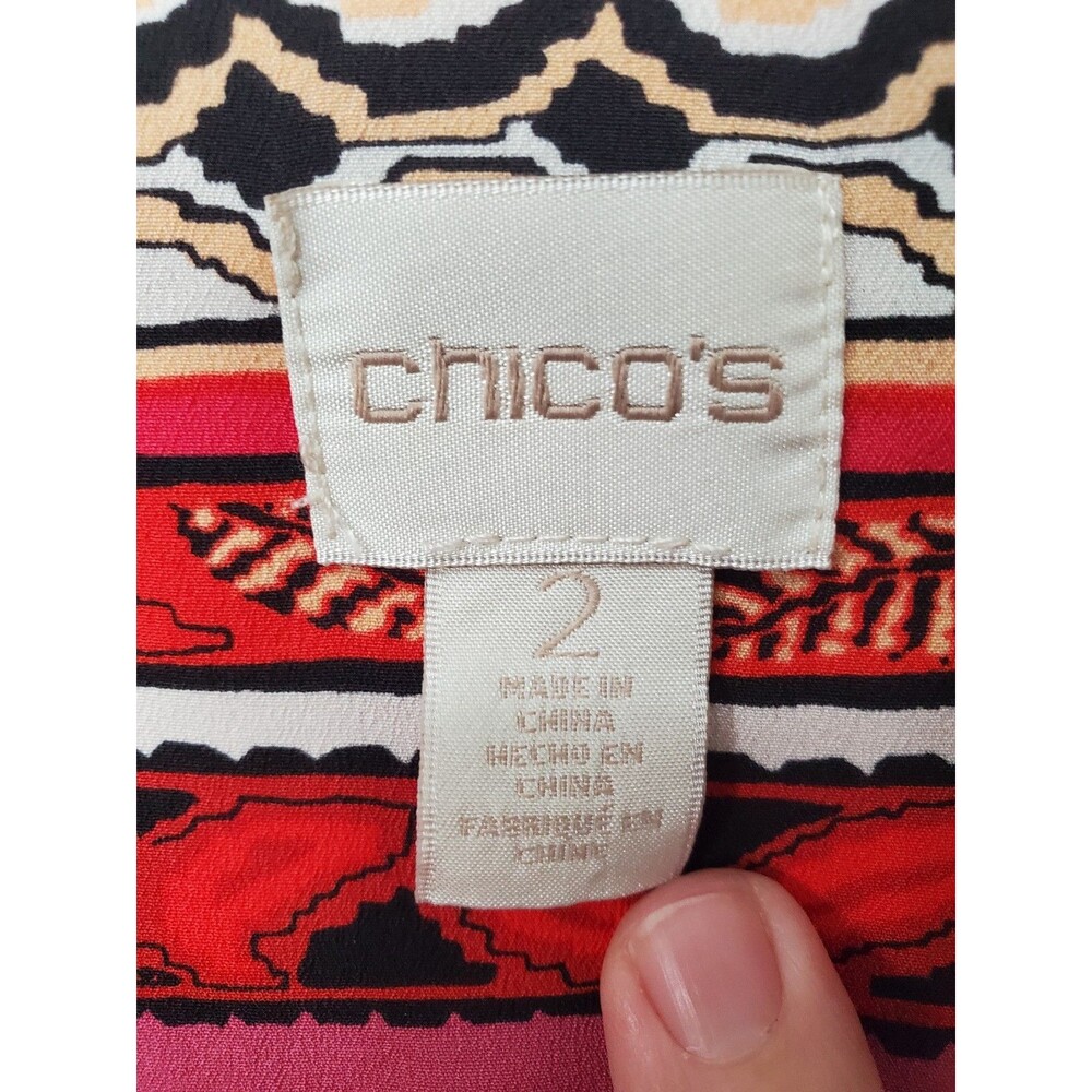 Chicos Patchwork Paisley Long Sleeve Split Neck B… - image 3